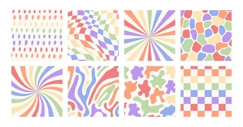 Groovy hippie chessboard pattern. Retro 60s 70s Illustrazione stock