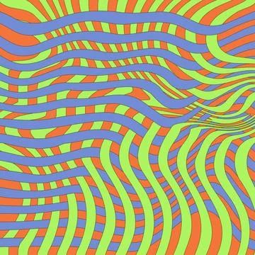 Groovy intertwined Psychedelic Geometric Background. Vintage wavy lines bound Stock Illustration