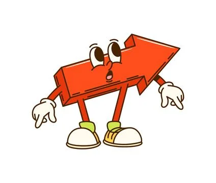 Groovy math geometric arrow figure character Stock Illustration