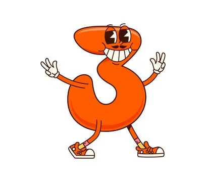 Groovy math number 3 Three retro cartoon character Stock Illustration