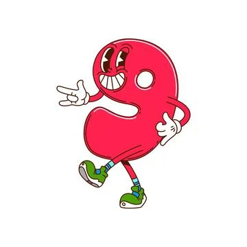 Groovy math number 3 Three numeral character Stock Illustration