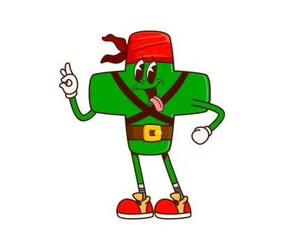 Groovy math plus sign, pirate or corsair character Stock Illustration