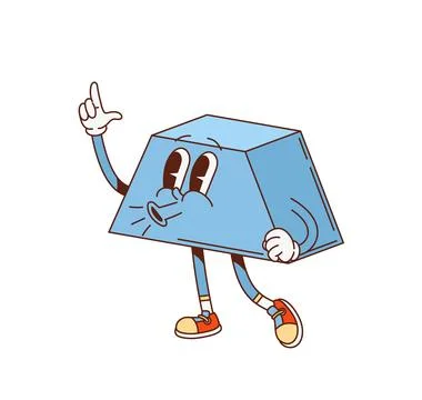 Groovy math trapezoid geometric figure character Illustrazione stock