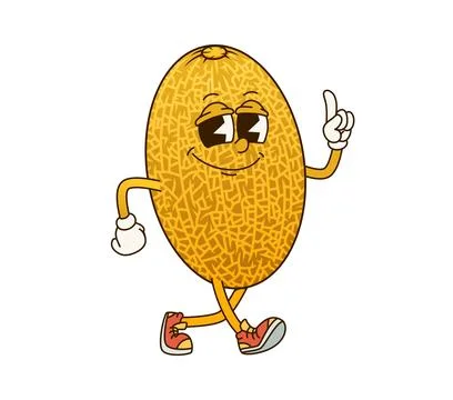 Groovy melon fruit, funny retro cartoon character Stock Illustration