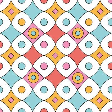 Groovy Modern Seamless Pattern with abstract stars. Trippy cute bright retro Stock-Illustration