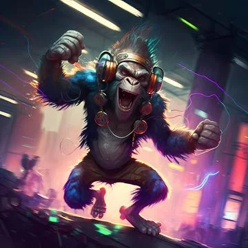 Groovy monkey Stock Illustration