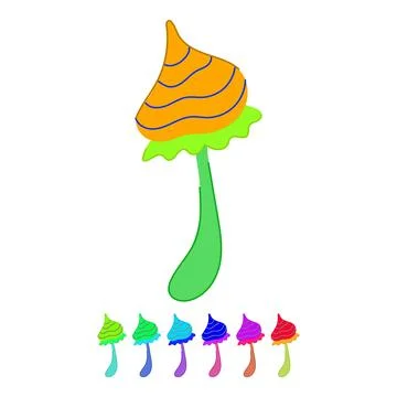 Groovy mushroom vector creating a vibrant psychedelic design graphic Stock Illustration