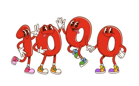 Groovy one thousand math number characters Stock Illustration