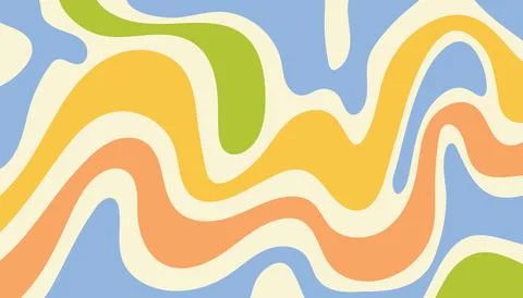 Groovy psychedelic and nostalgic abstract art featuring flowy, organic shap.. Stock Illustration