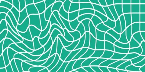 Groovy Psychedelic Background with white mesh on green background. Stock Illustration