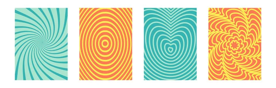 Groovy psychedelic vector artwork with distorted lines in a 60s and 70s hippie Stock Illustration