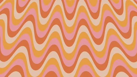 Groovy psychedelic wavy background in 70s style. Funky hippie backdrop for Stock Illustration