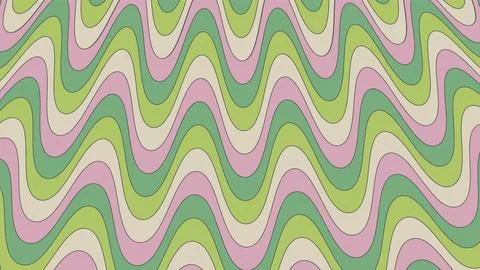 Groovy psychedelic wavy background in 70s style. Funky hippie backdrop for Stock Illustration