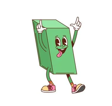 Groovy rectangle geometric figure funny character Stock Illustration