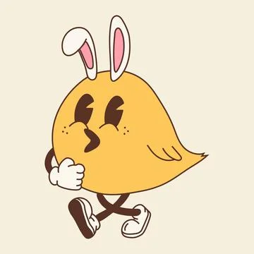 Groovy Retro Chick with Easter Bunny Ears Stock-Illustration
