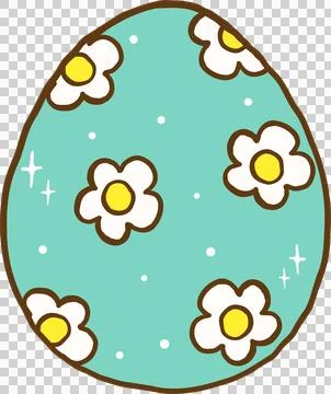 Groovy Retro Easter Mint Green Egg flower pattern Doodle Hand Drawn Stock Illustration