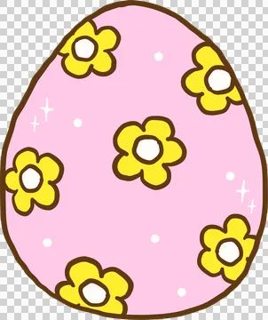 Groovy Retro Easter Pink Egg flower pattern Doodle Hand Drawn 스톡 일러스트