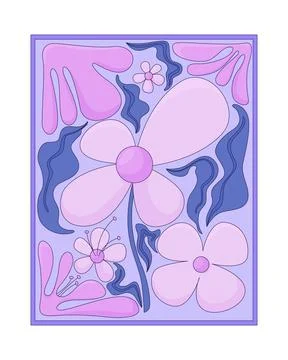 Groovy retro inspired artwork 2D cartoon object Stock Illustration