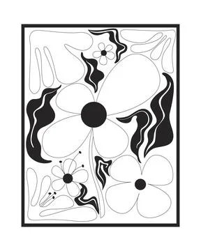 Groovy retro inspired artwork 2D line object Stock Illustration