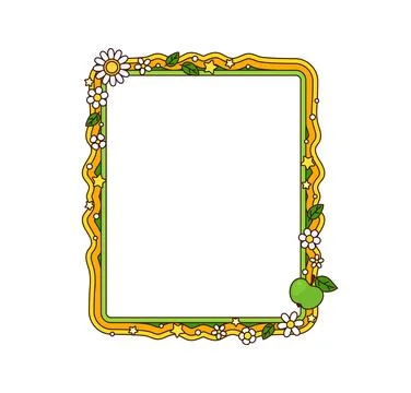 Groovy retro wavy frame pop art y2k border Stock Illustration