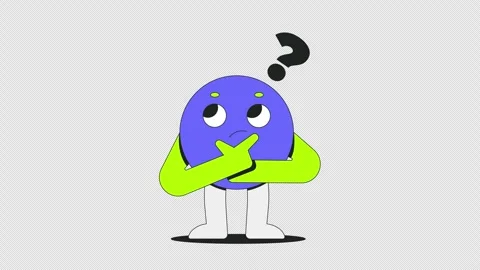 Groovy round character thinking with question mark 2D onboarding ui animation Video stock 309759192
