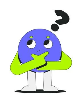 Groovy round character thinking with question mark 2D onboarding ui illustration イラスト素材