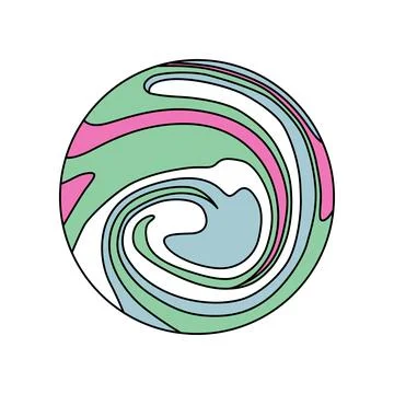 Groovy round sticker with psychedelic hypnotic spiral pattern イラスト素材