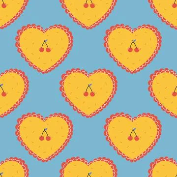 Groovy seamless pattern old fashioned cherry pie Illustrazione stock