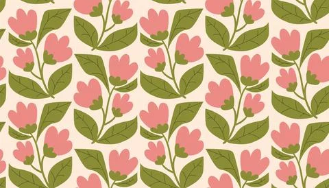 Groovy seamless pattern in retro hippie style with floral elements and Mati.. Stock Illustration
