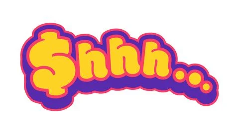 Groovy shhh sticker patch, funky y2k retro label Stock Illustration