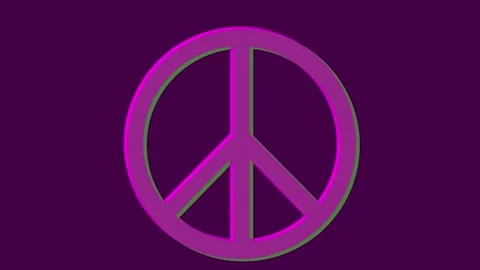Groovy sixties hippy style background with peace symbol animation Video stock 196887357