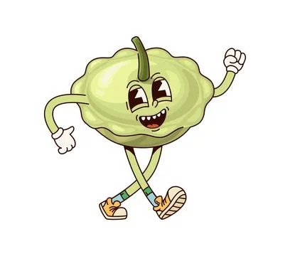 Groovy squash vegetable character with a big smile Stockillustratie