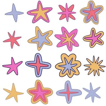 Groovy star elements. 70s vibes funky sticker Stock Illustration