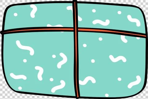 Groovy Summer Mint Present gift box doodle Stock Illustration
