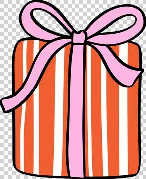 Groovy Summer Red stripe Present gift box doodle Stock Illustration