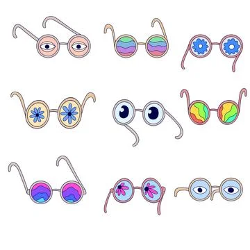 Groovy sunglasses with deco element Stock Illustration