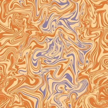 Groovy swirl vector seamless pattern. Orange and purple wavy background in 스톡 일러스트