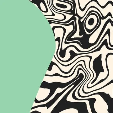 Groovy trippy background with copy space. Rippled wave or liquid marble Stock-Illustration