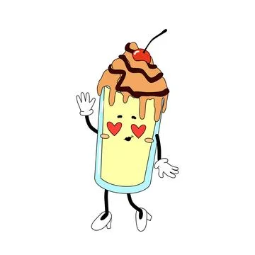 Groovy Utah milkshake character. Stock Illustration