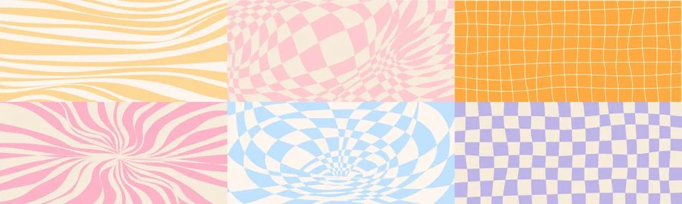 Groovy wave pattern set イラスト素材