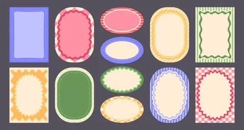 Groovy wavy border frames set Stock Illustration