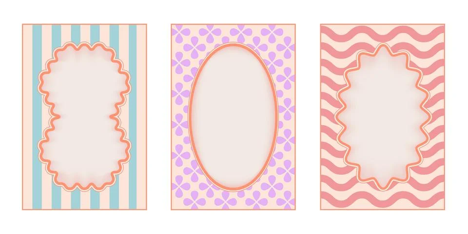 Groovy wavy borders frames collection Illustrazione stock