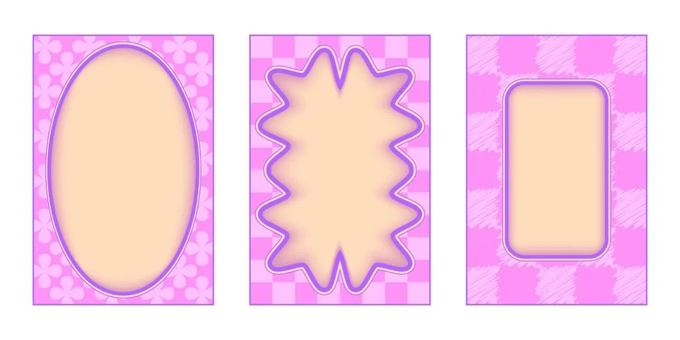 Groovy wavy borders frames set Stock Illustration