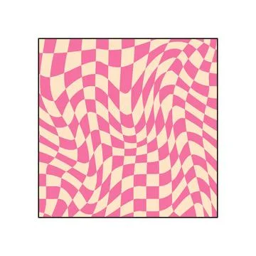 Groovy wavy checkerboard pattern in pink and cream Stock Illustration