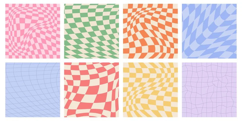 Groovy y2k checker pattern set イラスト素材