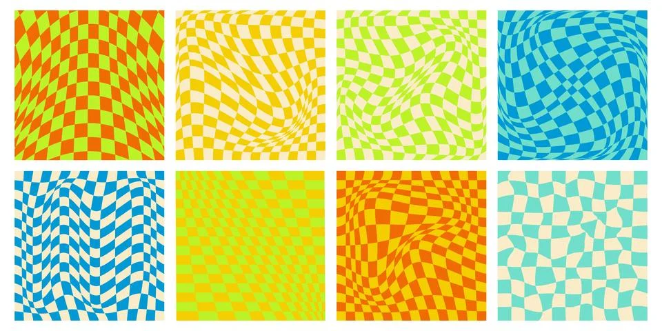 Groovy y2k checker pattern set Stock Illustration