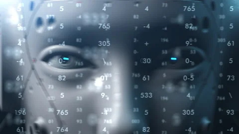 Gross error of artificial intelligence. robot's head is twitching and shaking Stock Footage 171822754