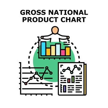 Gross national product chart data analyzing concept Stock Illustration