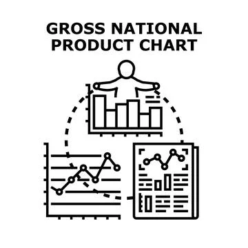 Gross national product chart data analyzing concept Stock Illustration