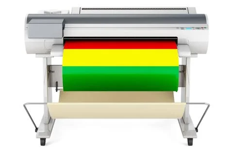 Großformatdrucker, Plotter mit bolivianischer Flagge. 3D-Rendering Wide fo.. Stock Photos